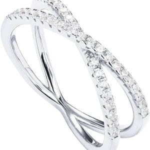 14K gold-plated X ring imitation diamond CZ cross ring for women