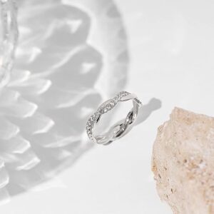 14K gold-plated cubic zirconia twisted rope eternal ring for women