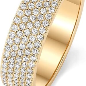 14K gold-plated cubic zirconia wide eternal declaration ring CZ stackable women's wedding ring