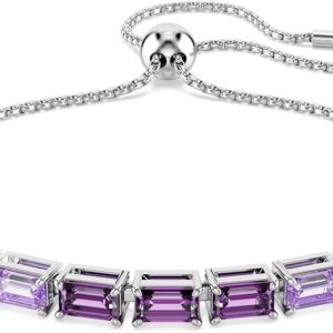 Matrix bracelet, baguette-cut, purple, rhodium finish