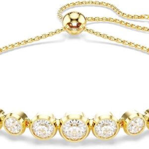 Imber Tennis Bracelet, Mixed Round Cuts, Clear, Gold Finish