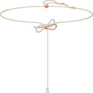 Lifelong Bow Necklace, Clear Crystal, Rhodium Plated