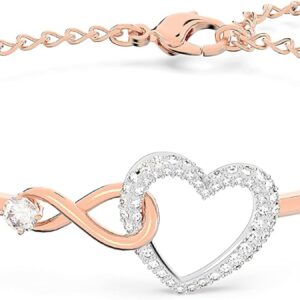 Infinity Heart Jewelry Collection, Bracelet, Rose Gold and Rhodium Tone Finish, Clear Crystal