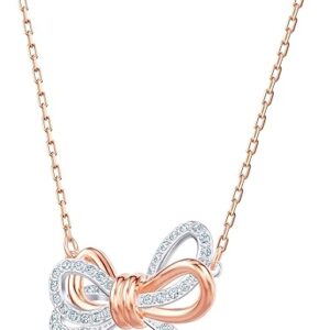 Lifelong Bow Necklace, Clear Crystal, Rhodium Plated